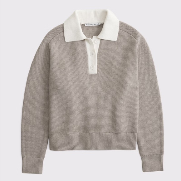 Abercrombie & Fitch Sweaters - Abercrombie & Fitch Women's Taupe Crew Neck Polo Sweater Size Medium